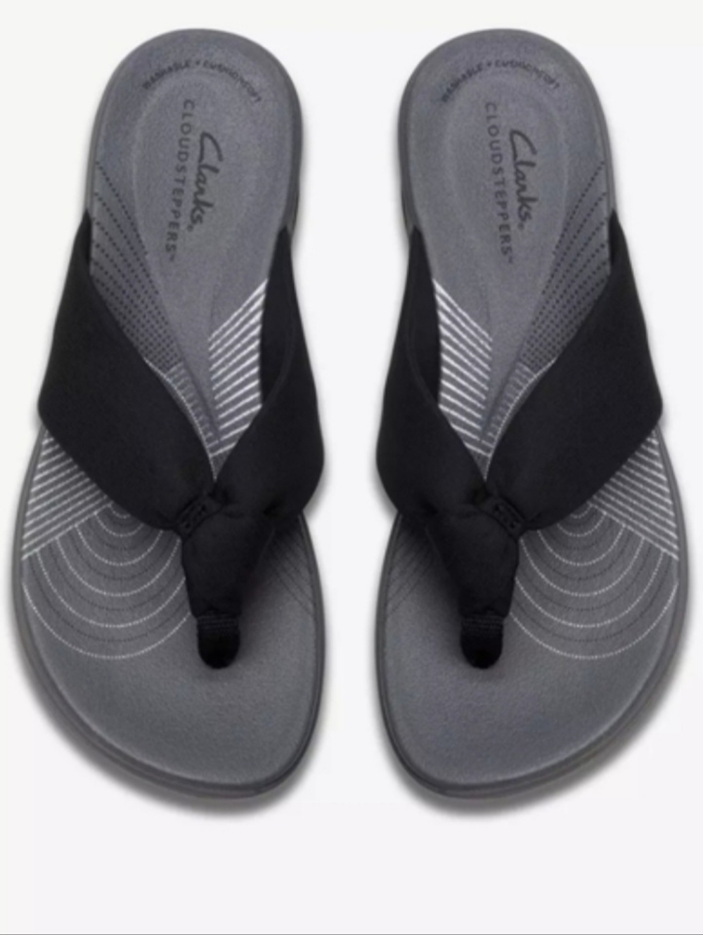 Clarks Cloudsteppers Black & Gray Flip Flops Size 11 Womens